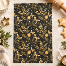 Golden Butterfly Botanical Celestial Pattern