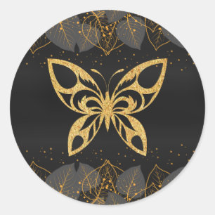 Golden Butterfly Classic Round Sticker