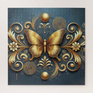 Golden Butterfly Design Jigsaw Puzzle