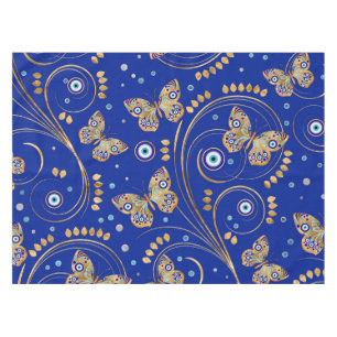 Golden Butterfly Evil Eye Pattern Tablecloth