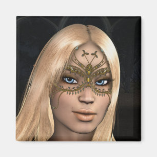 Golden Butterfly Masked Fairy Fantasy Magnet