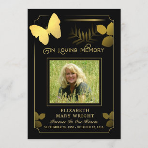 Golden Butterfly Thank You Photo Sympathy Card