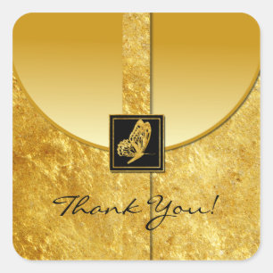 Golden Butterfly Wedding Favour Thank You Stickers