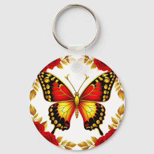 Golden Butterfly With Roses For Everyday Style 🦋 Keychain