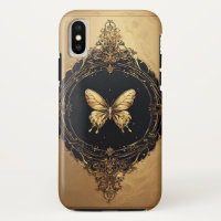 Golden Butterfly within Ornate Framed Design