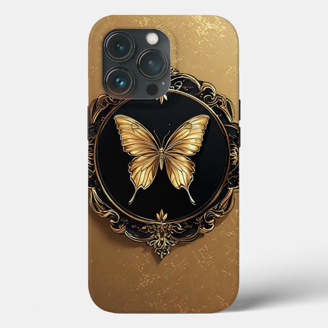 Golden Butterfly within Ornate Framed Design Case-Mate iPhone Case (Back)