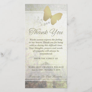 Golden Butterfly Words Cannot Express Thank You Card