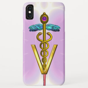 GOLDEN CADUCEUS VETERINARY SYMBOL Light Pink Lilac iPhone XS Max Case