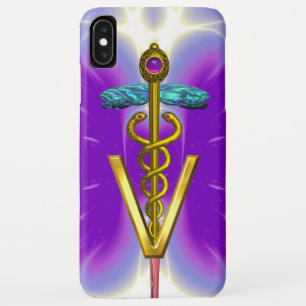GOLDEN CADUCEUS VETERINARY SYMBOL / Purple Fuchsia iPhone XS Max Case