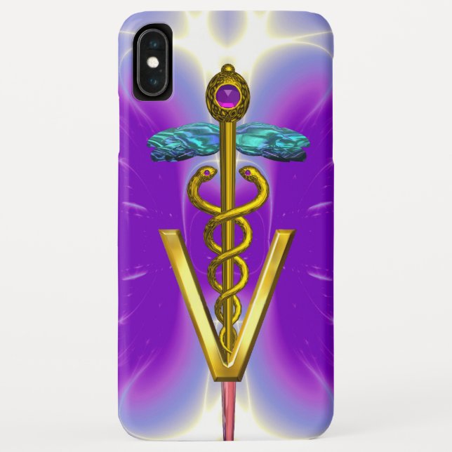 GOLDEN CADUCEUS VETERINARY SYMBOL / Purple Fuchsia Case-Mate iPhone Case (Back)