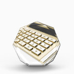 Golden calculator acrylic award<br><div class="desc">Golden calculator on white background</div>