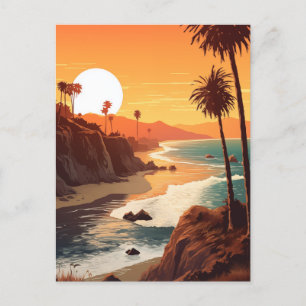 Golden California Sunset Over a Secluded Pacific Holiday Postcard