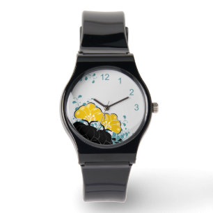 Golden Camellia Watch with Numbers