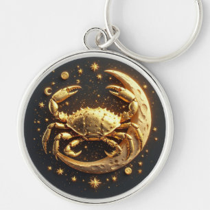 Golden Cancer Cosmic Zodiac Keychain
