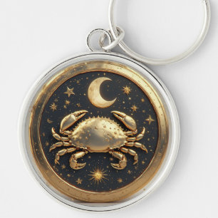 Golden Cancer Cosmic Zodiac Keychain