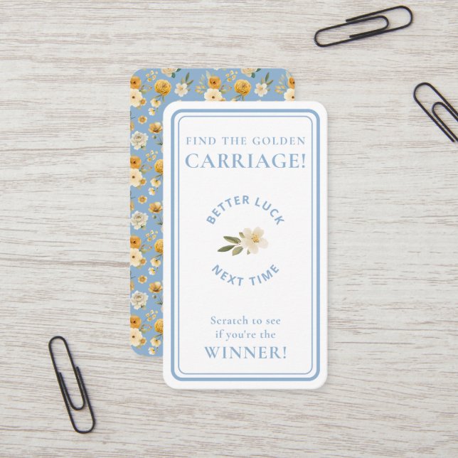 Golden Carriage Scratch-Off Game Blue Non-Winner  Business Card (Front/Back In Situ)