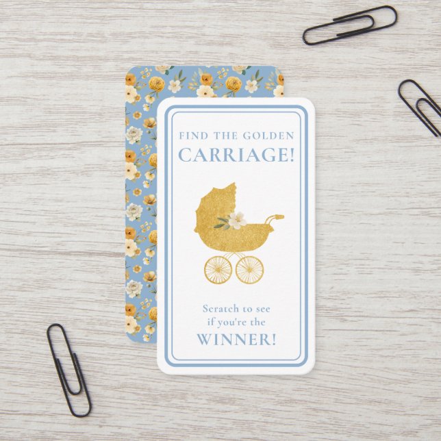 Golden Carriage Scratch-Off Winner Baby Blue Game  Business Card (Front/Back In Situ)
