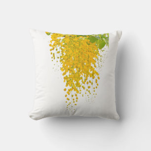 Golden Cascade Rain of Gold Sunlit Blossoms Golden Throw Pillow