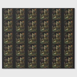 Golden Cat Green Eyes Elegant Art Wrapping Paper
