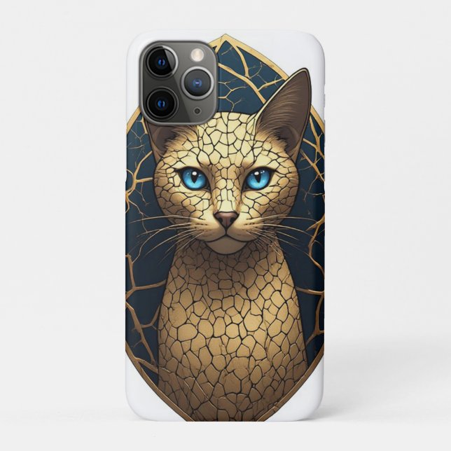 Golden Cat Portrait With Dark Geometric Background Case-Mate iPhone Case (Back)