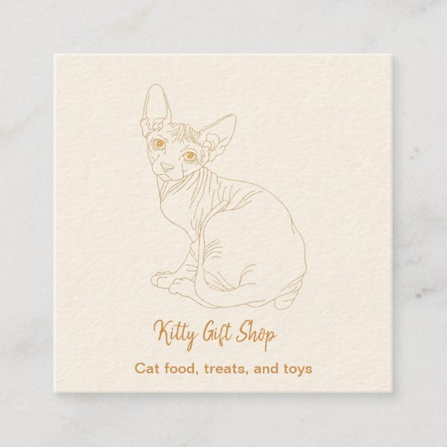 Golden Cat Square Business Card (Front)