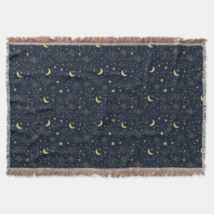 Golden Celestial Angels & Constellation Throw Blanket