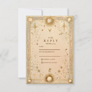 Golden Celestial Baroque Wedding RSVP Card