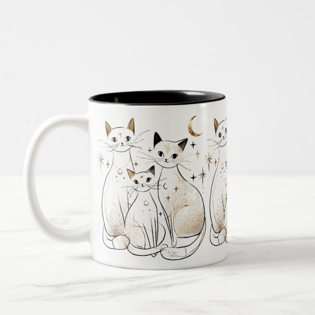 Golden Celestial Cats Coffee Mug Gift (Gauche)