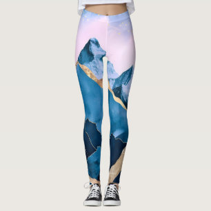 Golden Celestial Peaks Watercolor Leggings