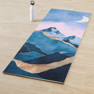 Golden Celestial Peaks Watercolor Yoga Mat