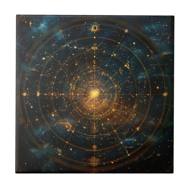 Golden Celestial Star Map (3) Tile (Front)