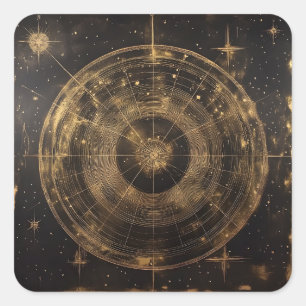 Golden Celestial Star Map (5) Square Sticker