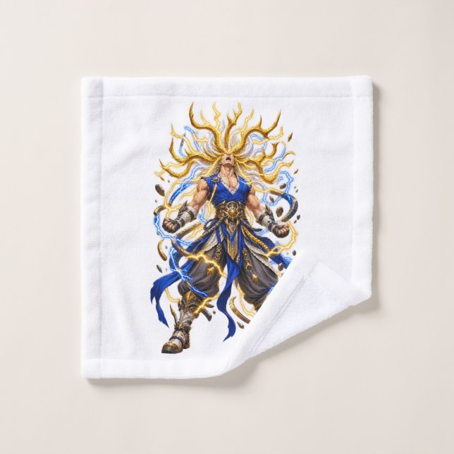 Golden Celestial Warrior Fantasy Wash Cloth (Wash Cloth)