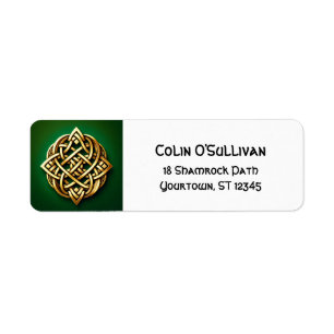 Golden Celtic noeud sur vert Adresse de retour Lab