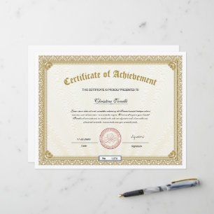Golden Certificate of Achievement