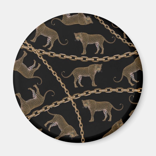 Golden chain glamour leopard cheetah magnet (Front)