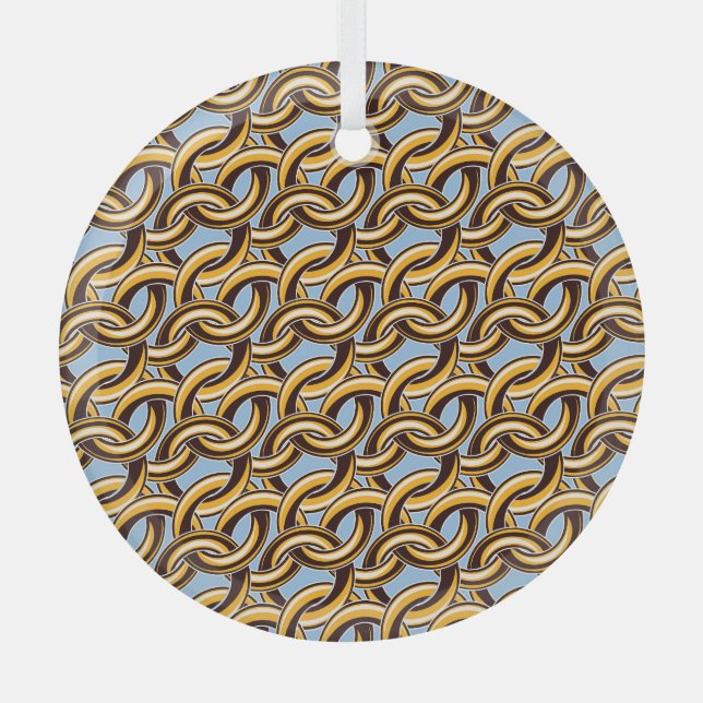 Golden chain links: seamless pattern. glass ornament (Front)