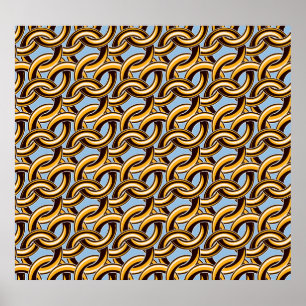 Golden chain links: seamless pattern. poster