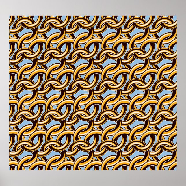 Golden chain links: seamless pattern. poster (Front)