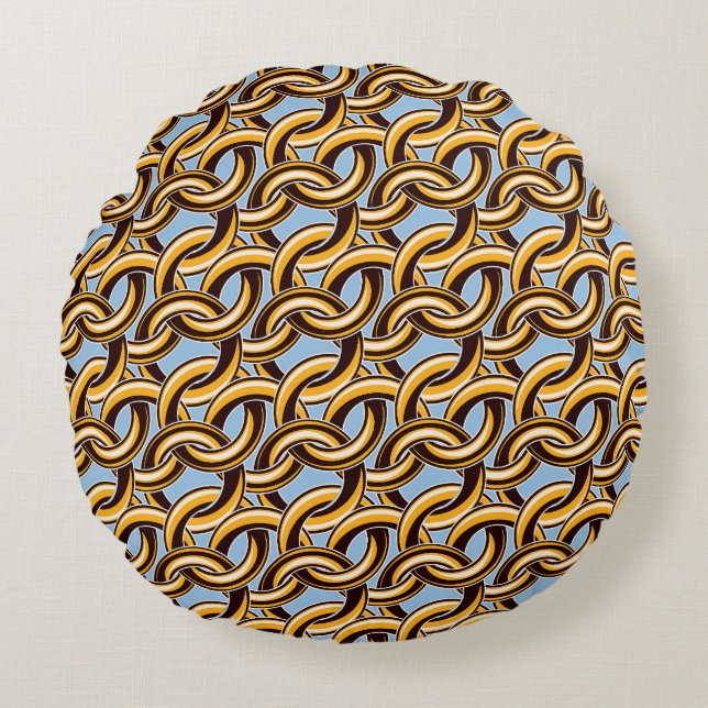 Golden chain links: seamless pattern. round pillow (Front)