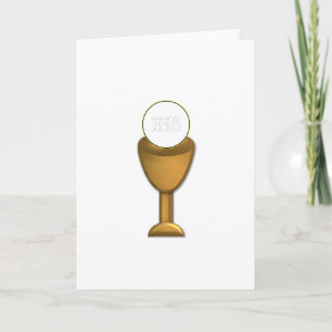 Golden Chalice and Host - Holy Communion Card