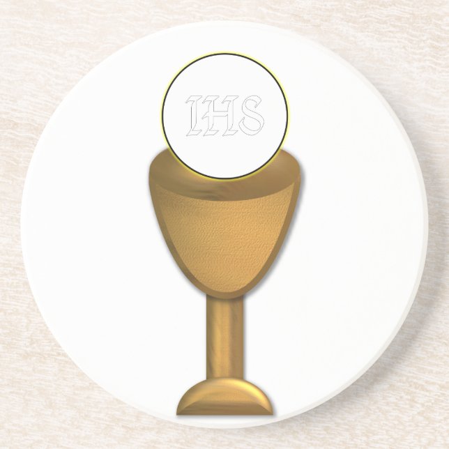 Golden Chalice and Host - Holy Communion Coaster (Front)