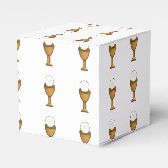 Golden Chalice and Host - Holy Communion Favor Box (Front Side)