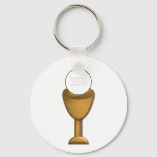 Golden Chalice and Host - Holy Communion Keychain