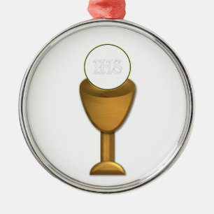 Golden Chalice and Host - Holy Communion Metal Ornament