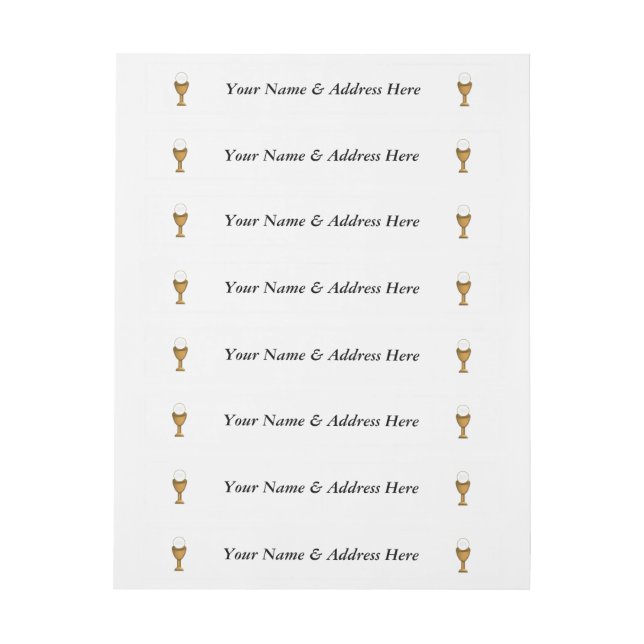 Golden Chalice and Host - Holy Communion Wraparound Address Label (Sheet)