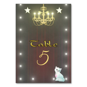 Golden chandelier table number