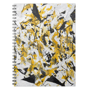 Golden Chaos Yellow Black Abstract Notebook