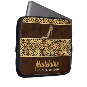 Golden Cheetah Hues in Wild Animal Print Laptop Sleeve