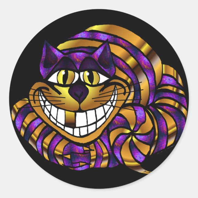 Golden Cheshire Cat Sticker (Front)